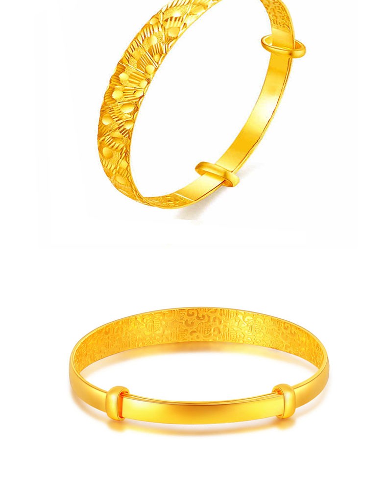 金天地珠宝 黄金手镯足金9999实心雀羽手镯女款孔雀金镯子可调大小