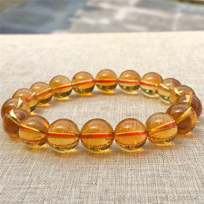 露梵芮天然巴西黄水晶手链天然玻璃体暴力黄水晶情侣手串小巧女款8mm