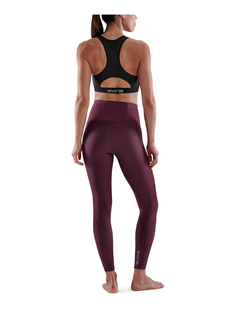 skinss3中度压缩裤女skyscraper超高腰运动健身瑜伽紧身裤长裤紫红色m