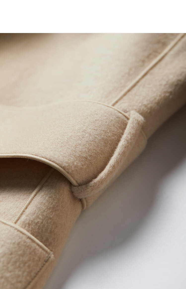 初棉高细支全羊毛双面呢大衣女秋冬长款密拷包边毛呢外套系带收腰