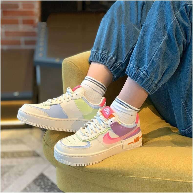 af1空军一号彩色拼接马卡龙冰淇淋学生女板鞋校园休闲运动鞋 冰淇淋