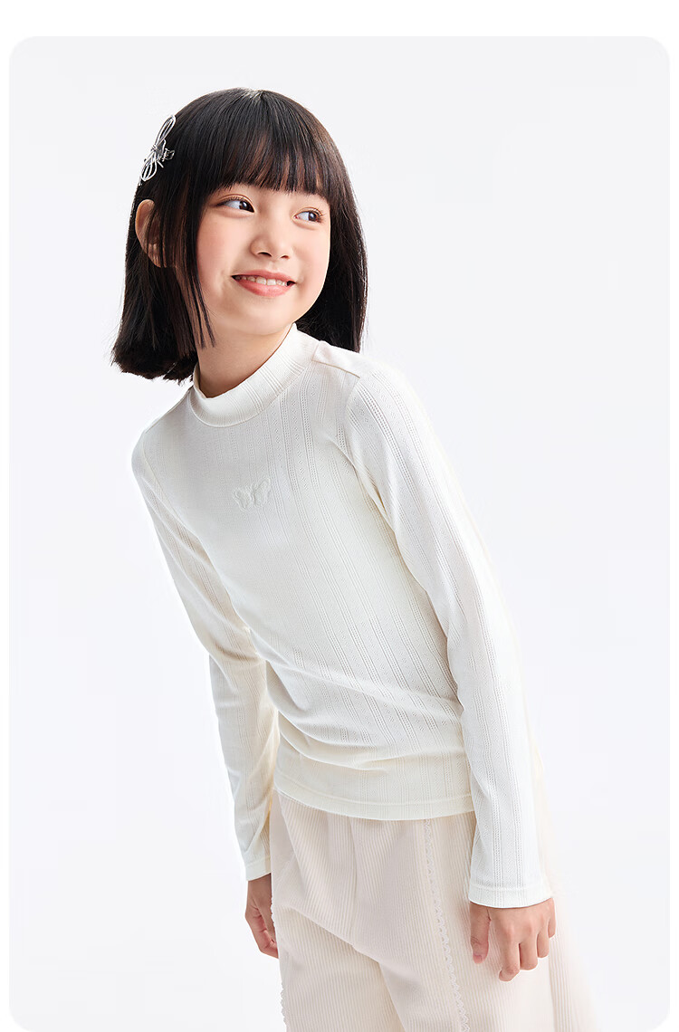 Annil Kids Girls Modal Mid-Neck Long Sleeve Knit Sweater 2025 Autumn New Art Pink 140 5