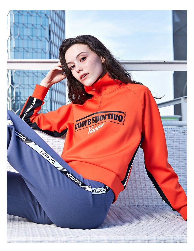 推荐kappa卡帕女款运动卫衣休闲圆领长袖秋冬新款k0962wt02f 红色 xs