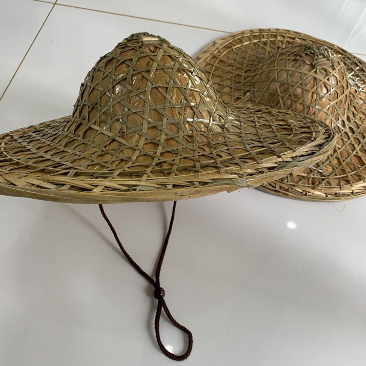 斗笠帽竹青大檐竹编叶子防雨红军斗笠帽子男士钓鱼遮阳帽农民防晒太阳