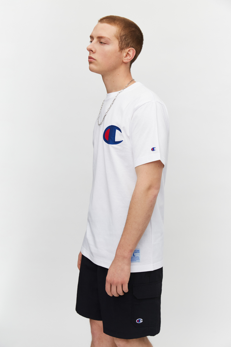 champion冠军男装新款春短袖t恤大c logo早春休闲圆领t恤男潮 黄色 l