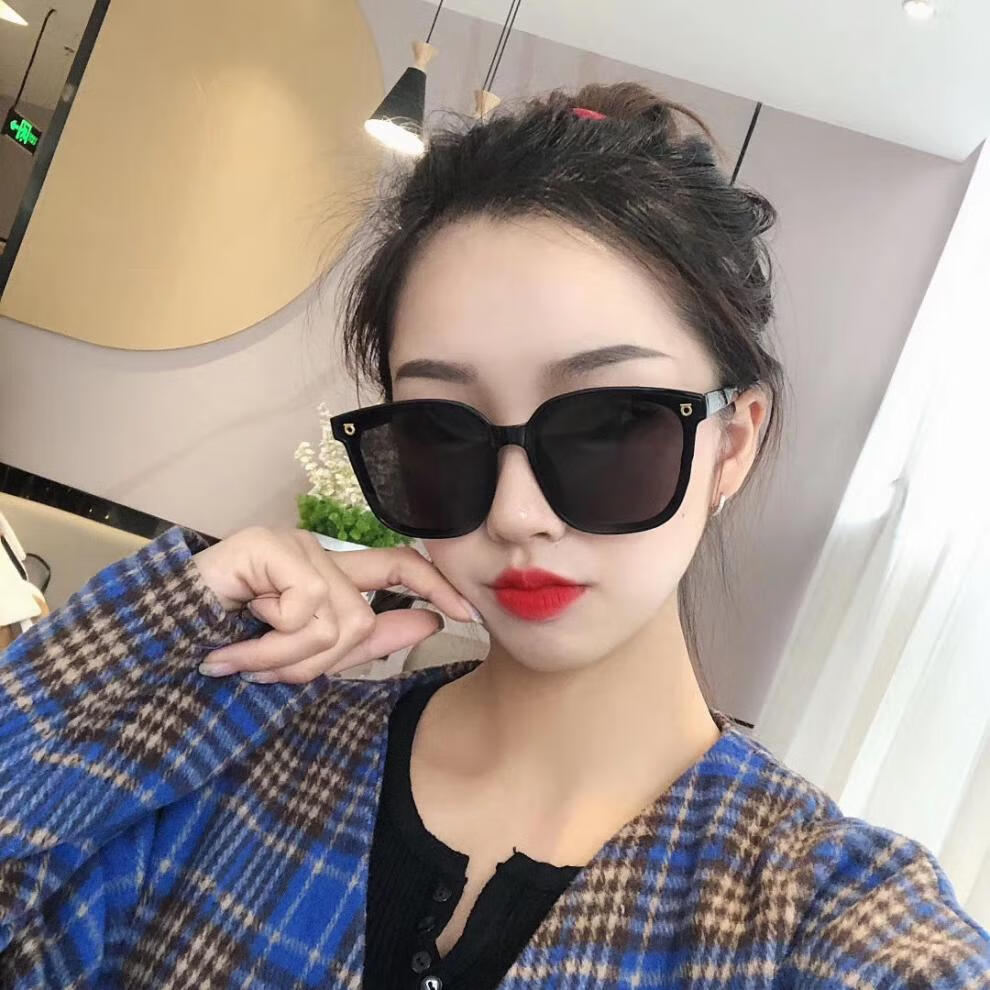 网红潮款黑色墨镜女2022新款大框复古太阳镜街拍大脸显瘦 透绿【图片