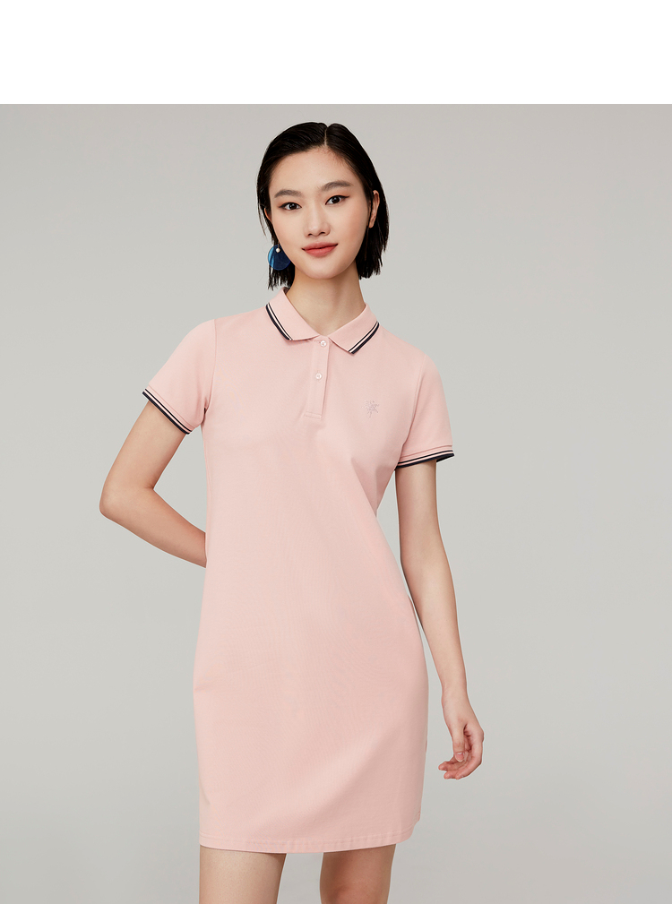 hla海澜之家净色秀气polo裙2021夏季新品柔软透气大方裙子女hntqd2d