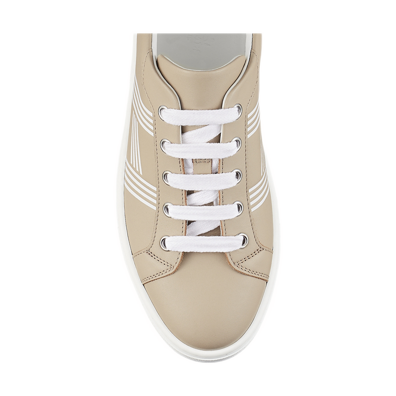 右丞象hermes爱马仕女鞋运动鞋小牛皮系带鞋条纹h图案经典休闲白色