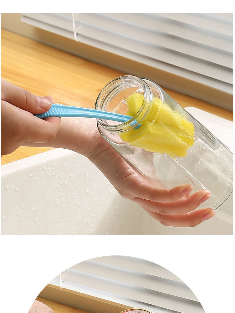 海绵刷长柄杯刷奶瓶刷茶杯刷洗杯刷清洁玻璃杯长瓶刷子长柄杯刷3个