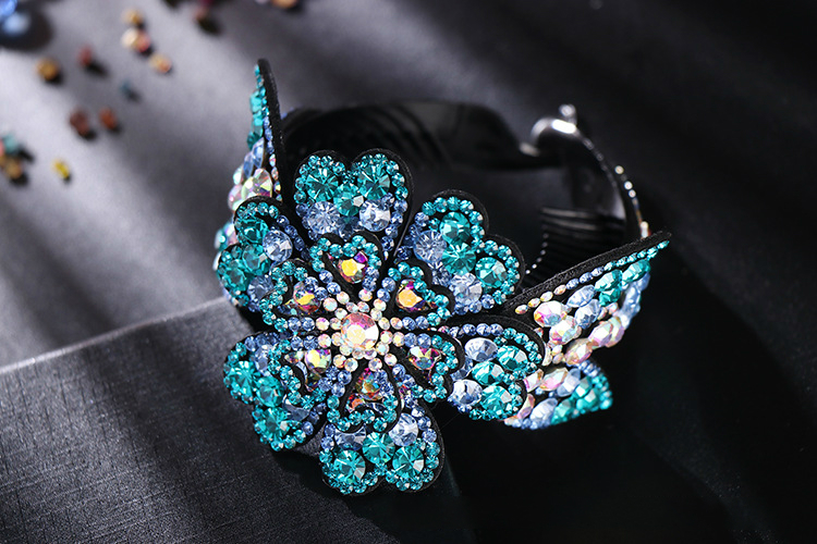 韩版盘发器马尾扣丸子头发饰头饰水钻发夹发抓懒人夹女头花饰品 绿色