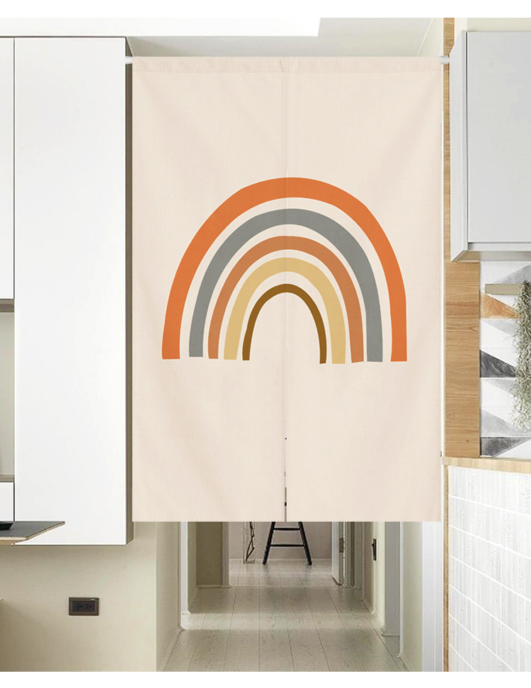 莫兰迪卧室半帘厨房挂帘子m彩虹定制图案尺寸请联系客服分片式送伸缩