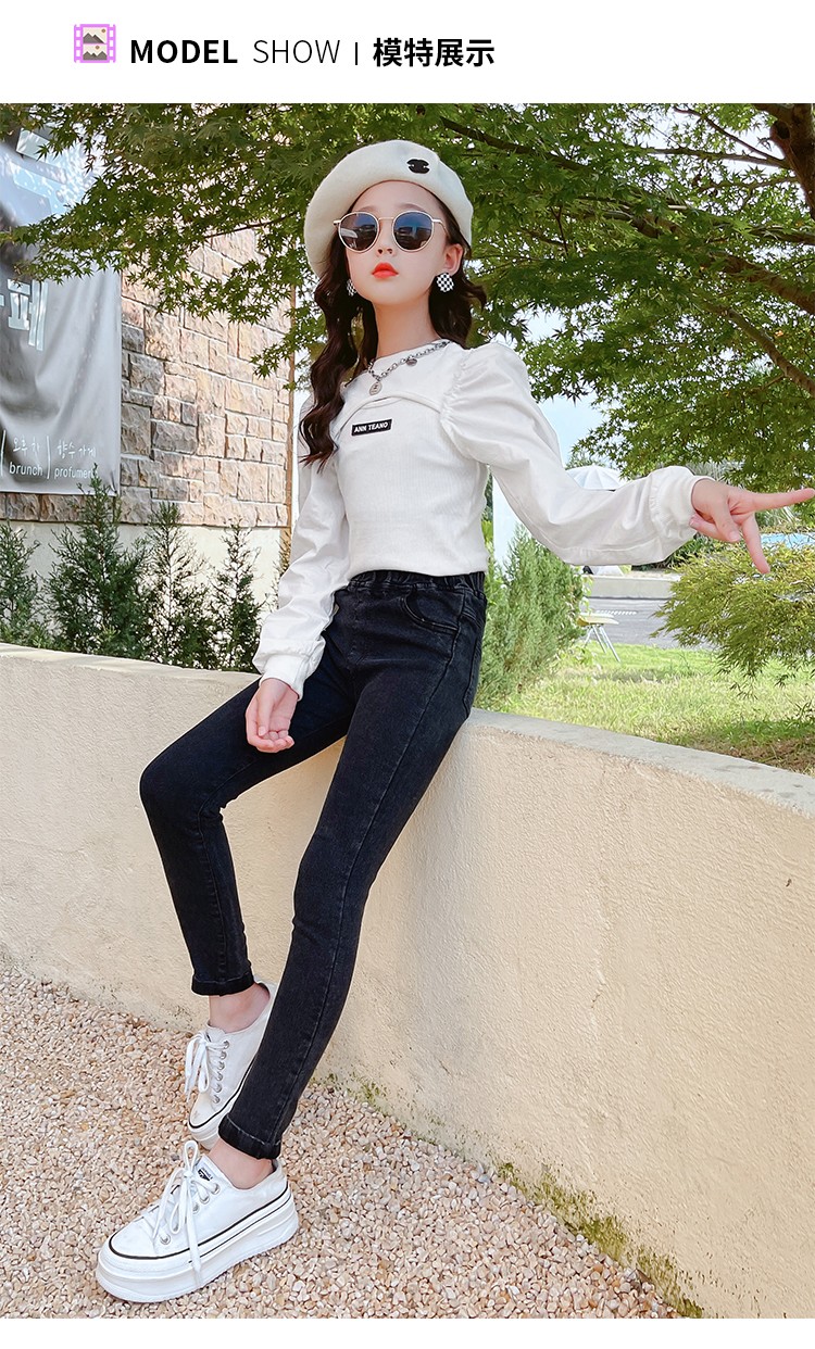 打底裤2021新款女孩裤子铅笔裤时尚洋气黑色120码建议110厘米身高左右