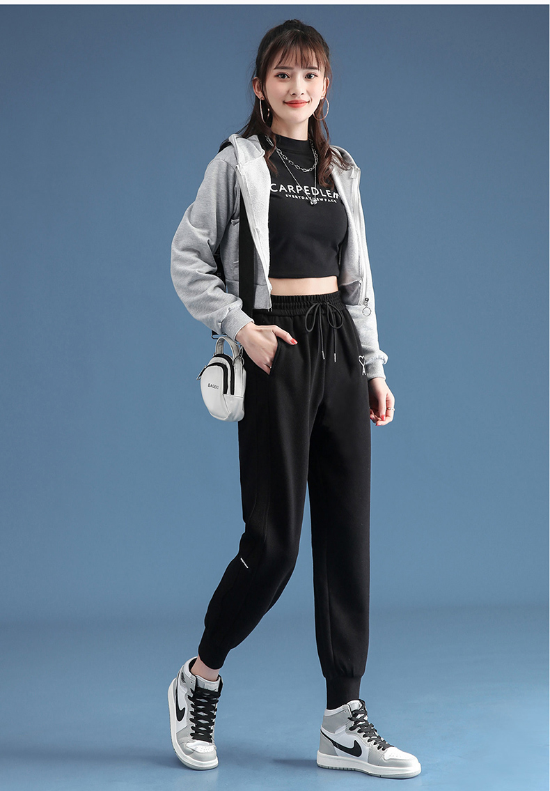 朵沐缦冰丝运动裤女2021夏季新款韩版薄款束脚卫裤宽松显瘦时尚百搭