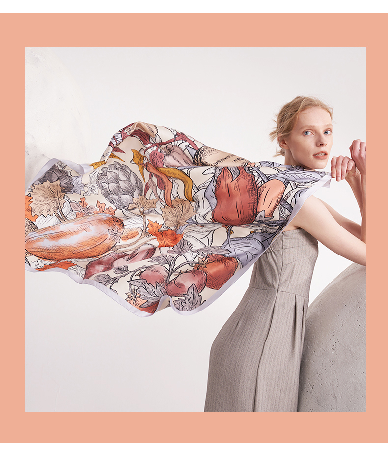 玛丽亚古琦marjakurki丝巾真丝女妈妈大方巾斜纹绸高档桑蚕丝围巾丝绸