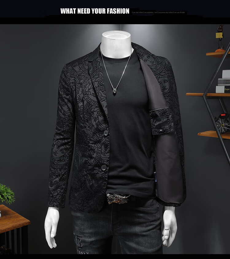 头西装外套男韩版修身衣服2022秋季男士潮流百搭植绒西服上衣吉普盾