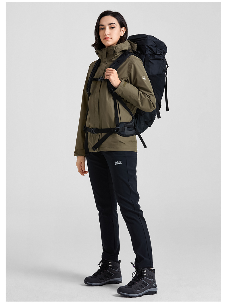 jackwolfskin狼爪官方冲锋衣女秋冬新品户外运动休闲抓绒内胆三合一