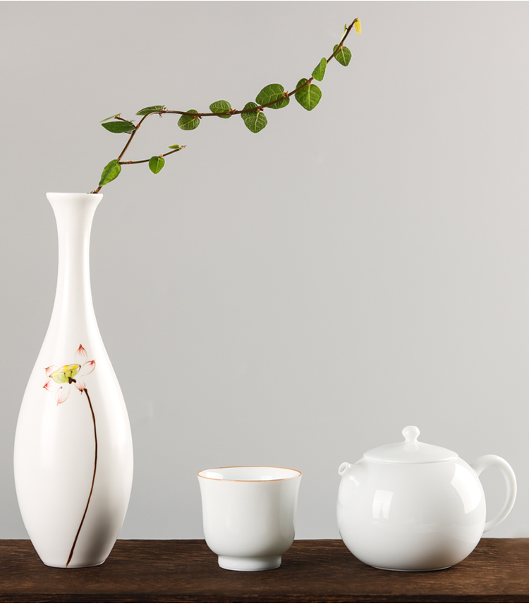 玉净瓶羊脂观音插花佛前摆件莲花净水瓶供具禅意佛具用品供奉家用影青