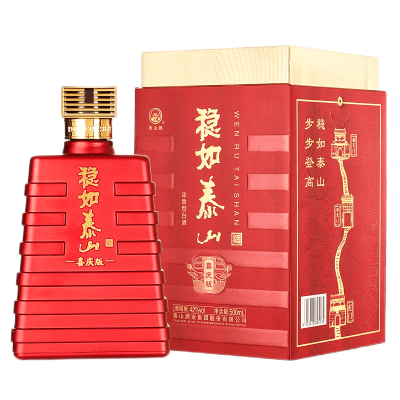 泰山牌泰山白酒稳如泰山酒浓香型白酒粮食酒中天门389度500ml6瓶整箱