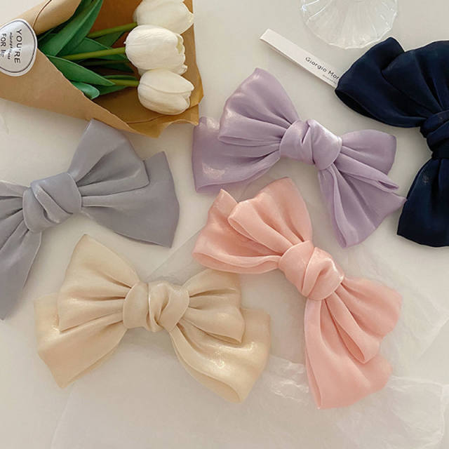 超仙人鱼姬法式蝴蝶结发夹后脑勺夹子森系顶夹发卡复古典雅发饰女香芋