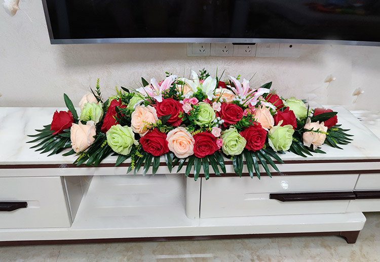 会议桌花摆花装饰花仿真花办公室摆件塑料花卉演讲台花长形假花sn1512
