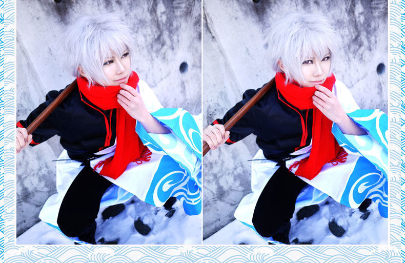 银魂cos服坂田银时银桑阿银cosplay衣服装假发洞爷湖鞋子和服套装cos