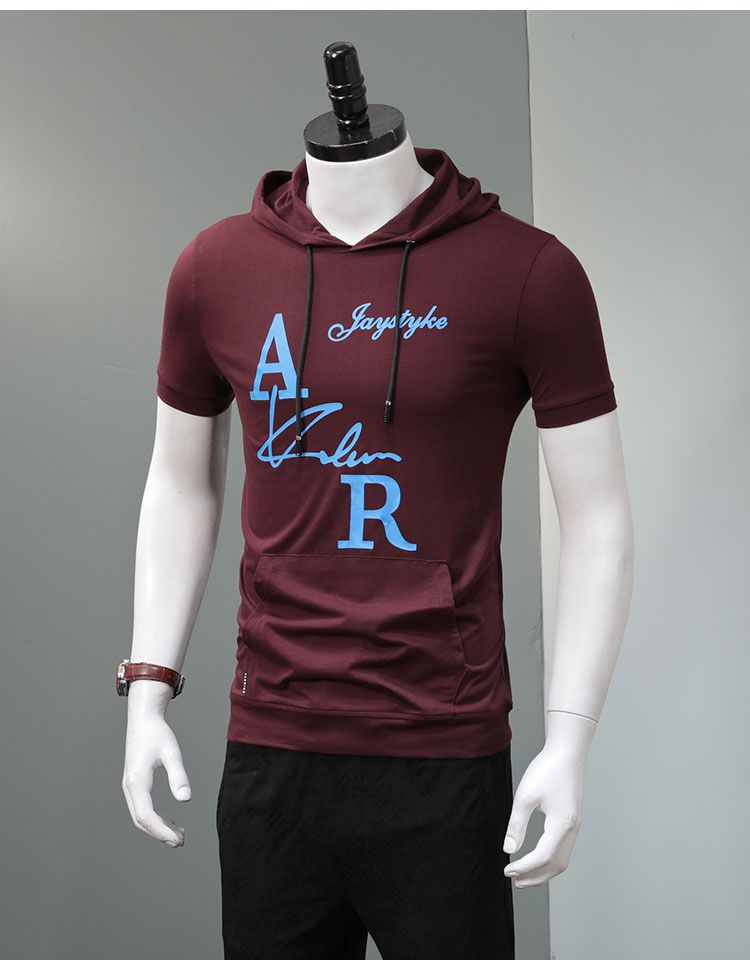 潮流帅气短袖卫衣连帽衫t恤带帽子超火ins男装夏装潮牌 黑色 s品牌