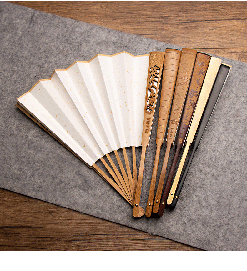 中国风便携宣纸扇子空白笔书法题字绘画扇面白洒金夏季宣纸折扇定制