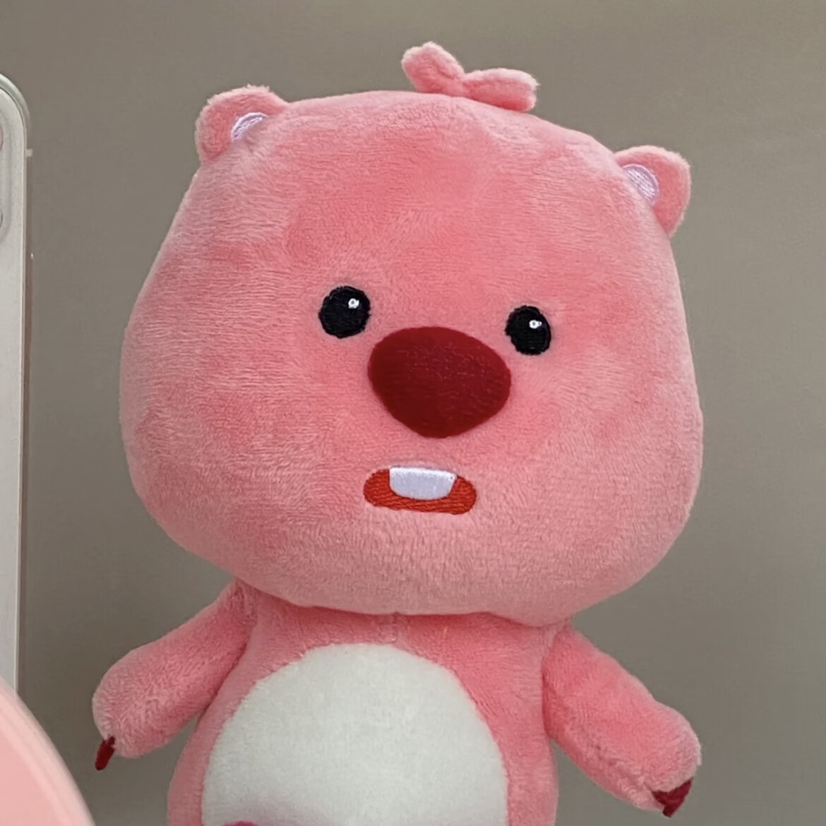 loopy海狸海狸露比loopy韩国粉红玩偶露比鲷鱼烧头套小熊可爱毛绒娃娃