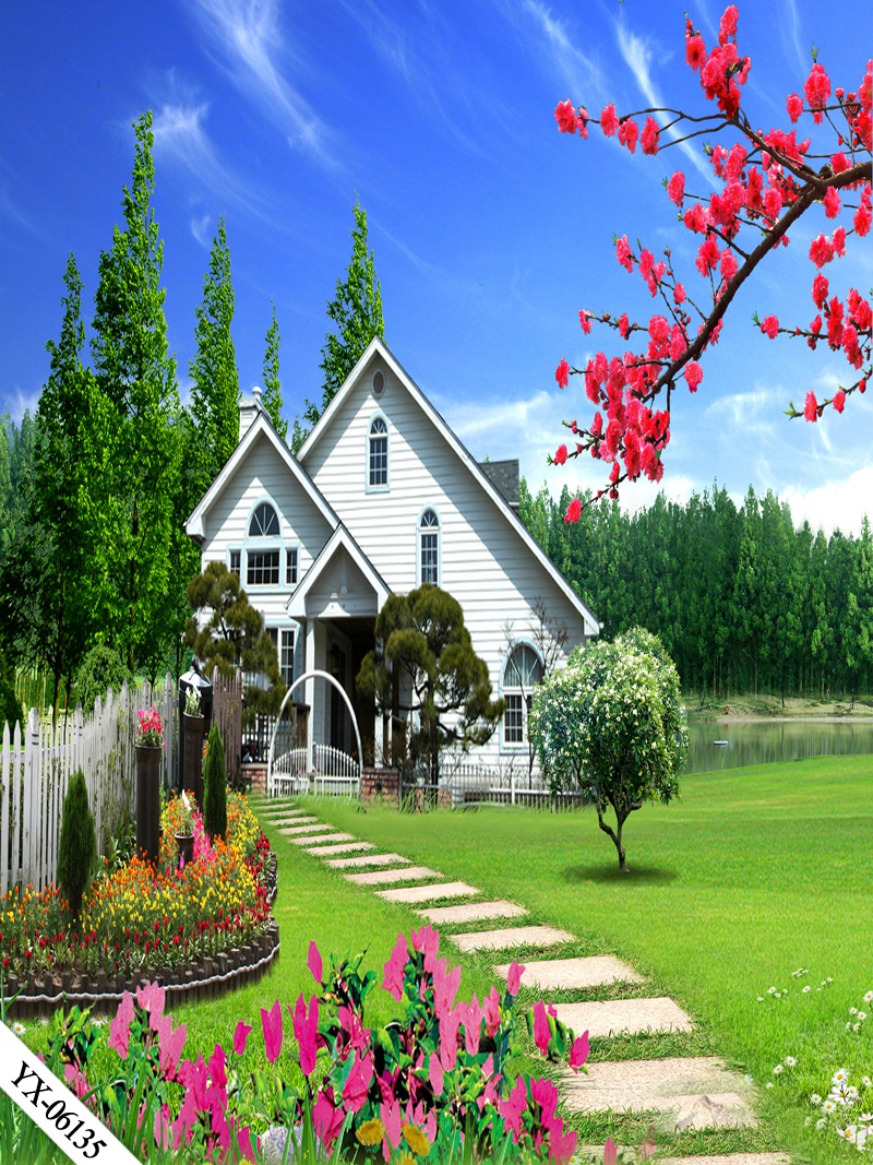 直播背景布 直播背景布3d立体直播间装饰主播竹林山水田园外景快手网