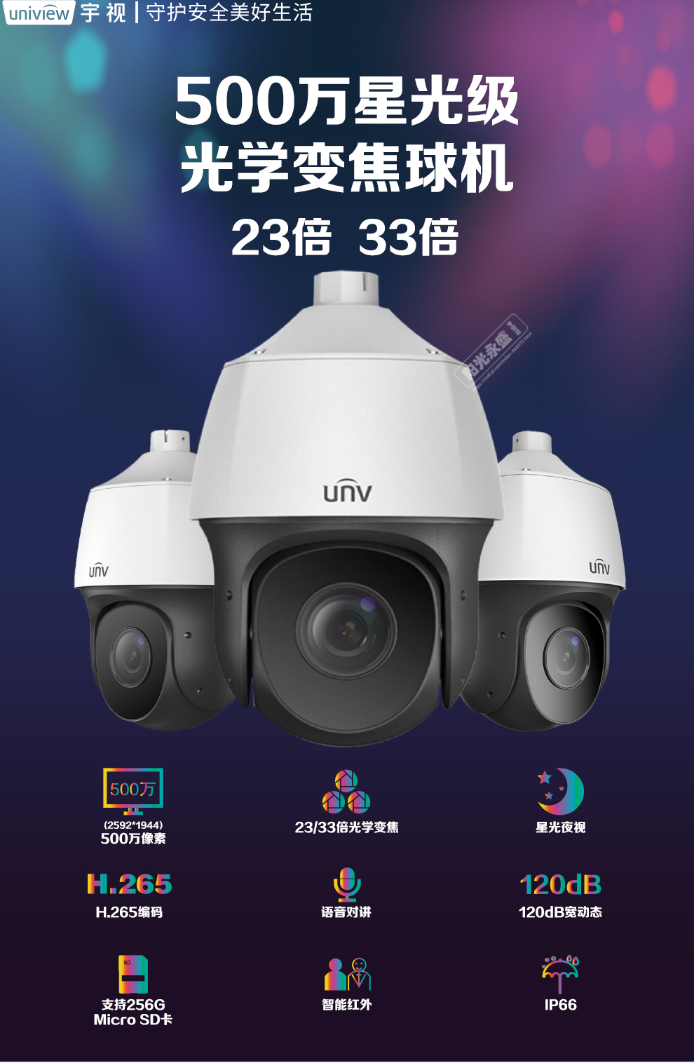 unv宇视摄像头500万球机33倍变焦监控球机摄像机室外防水家用手机远程