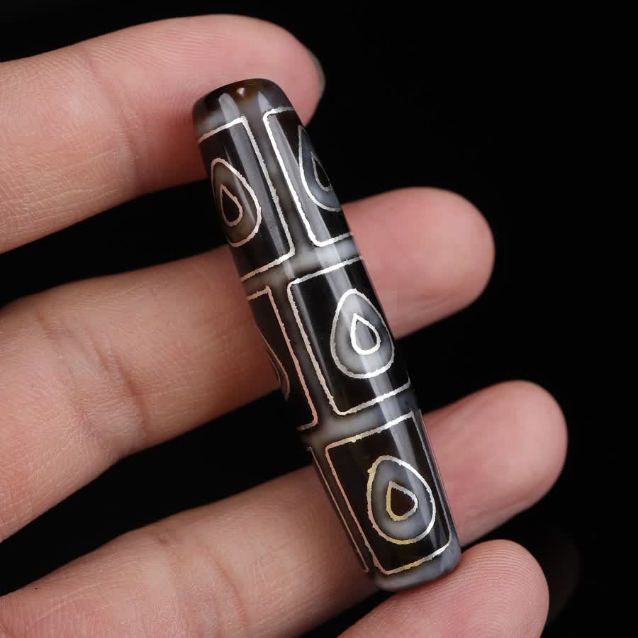 异地彩虹手工搓银s925银佛心九眼锁骨天珠吊坠藏式老至纯玛瑙九眼珠