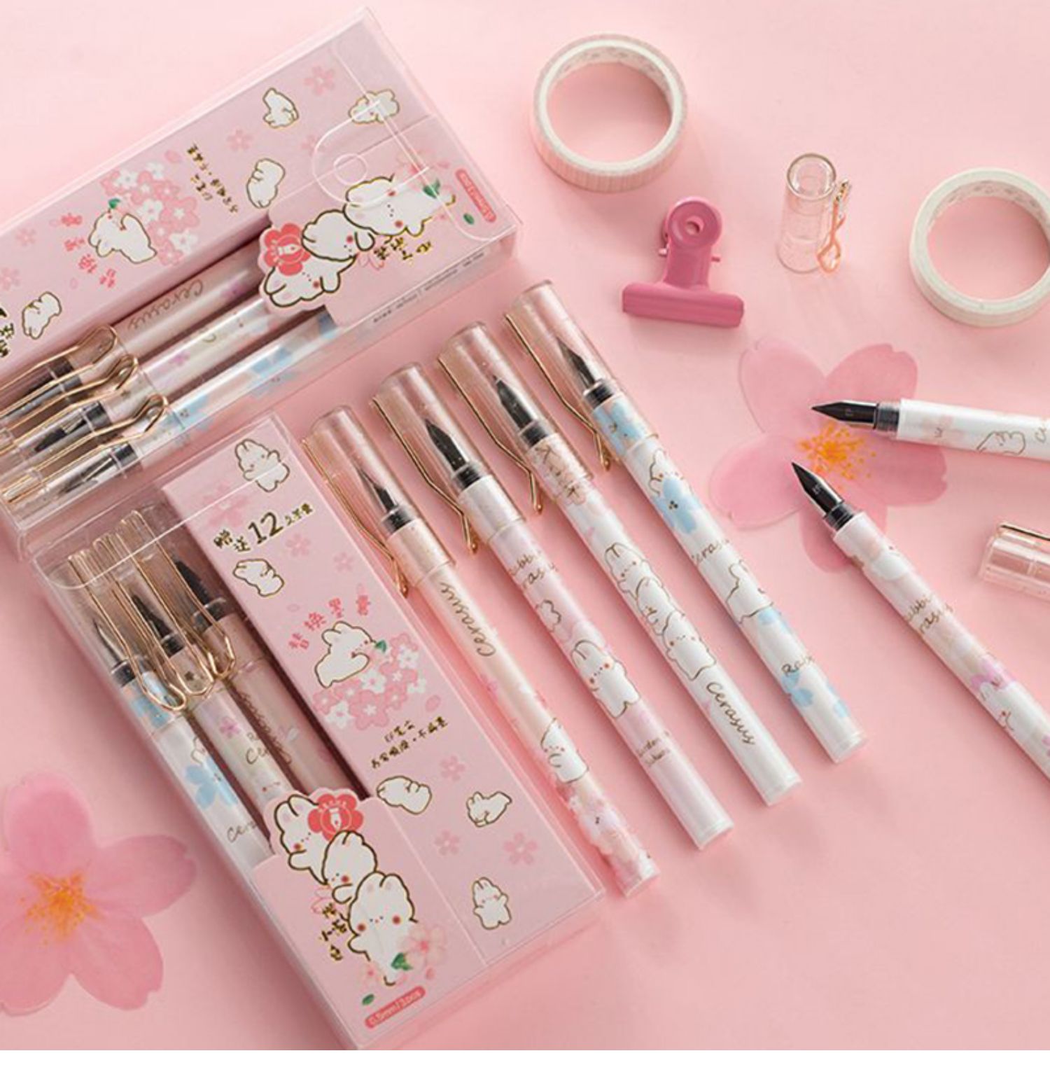 一木林樱落小兔练字墨囊钢笔签字笔礼礼盒儿童学生专用三四年级可爱超