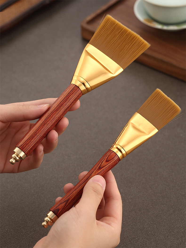 不掉毛功夫养壶扫茶笔茶刷清洁扫水茶盘刷茶具茶道刮水毛刷子清理金色