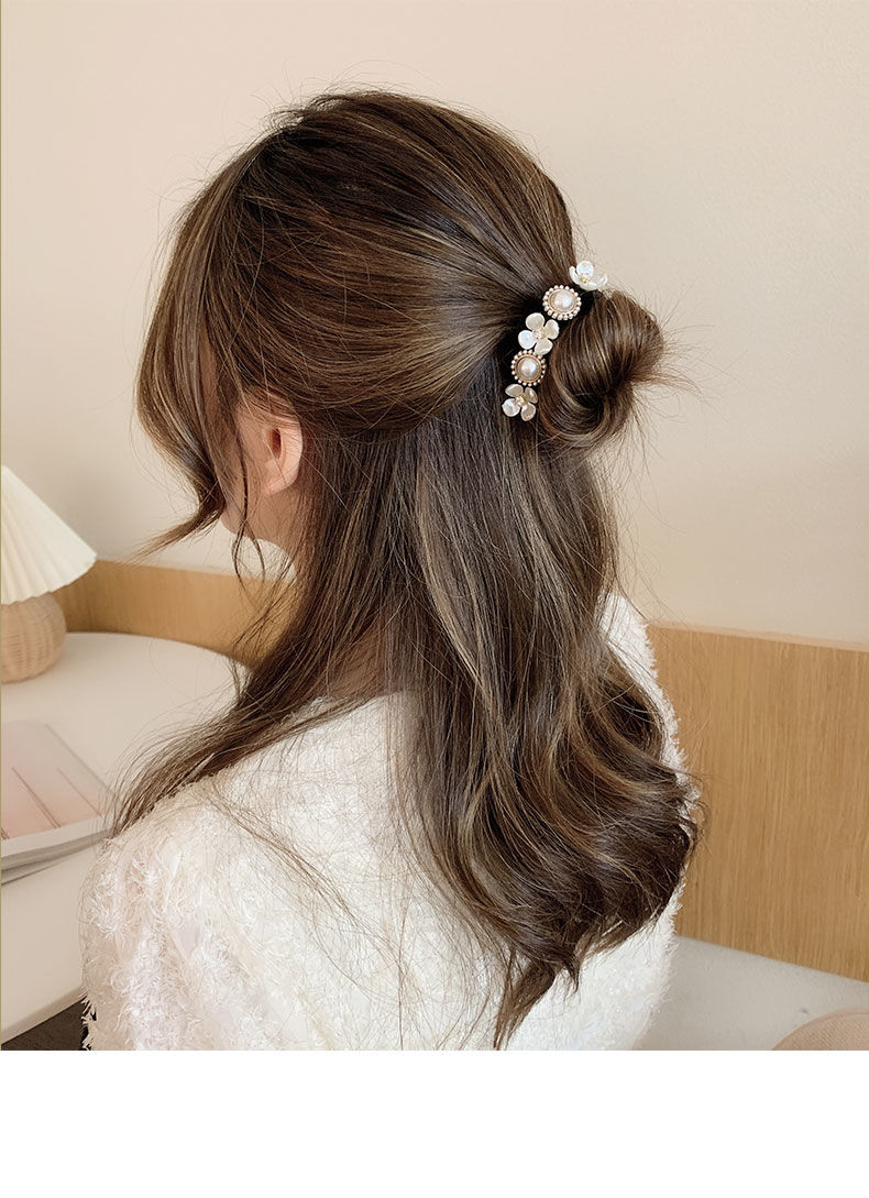 韩莱缇hlt精致网红丸子头神器花朵珍珠后脑勺盘发器少女花苞头饰懒人