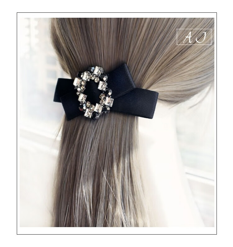 水钻发夹高档韩国东大门头饰水晶发夹新款百搭气质顶夹 灰色_3片式