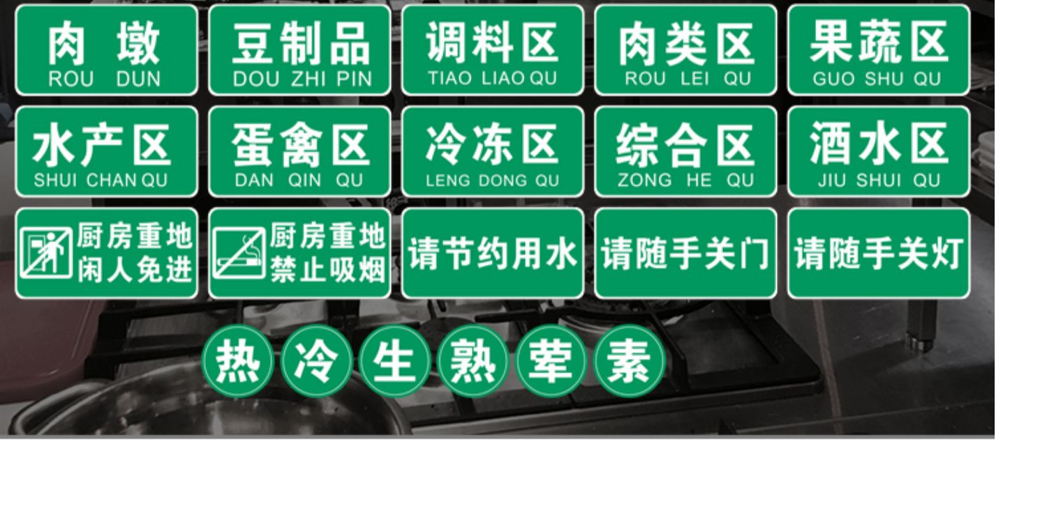 4d厨房管理标示一清二洗三消毒标识厨房标识牌4d管理酒店厨房卫生检查