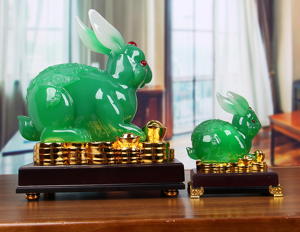 搜可可爱生肖兔摆件工艺品招财风水玉兔电视柜装饰摆设创意生日礼物a1