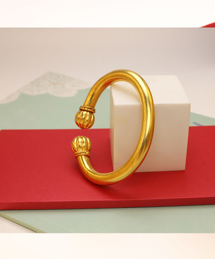 寻珍爱 黄金手镯女9999足金南瓜镯贵妃金镯子妈妈款实心金手镯活口可