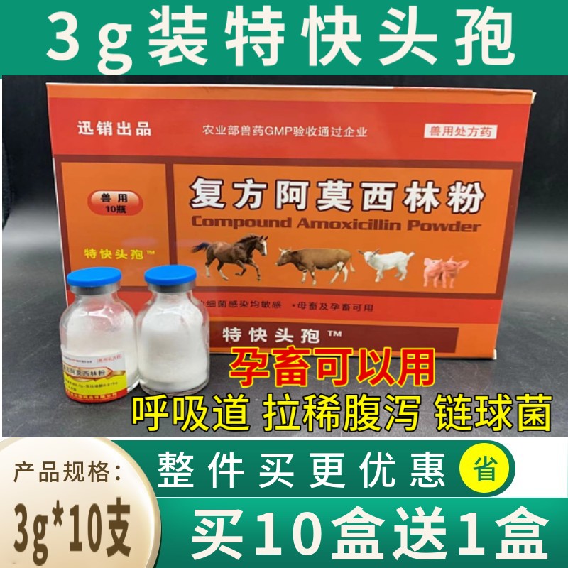 迅銷獸用注射用頭孢噻呋3g孕畜可用獸藥阿莫西林粉豬藥牛羊特快頭孢