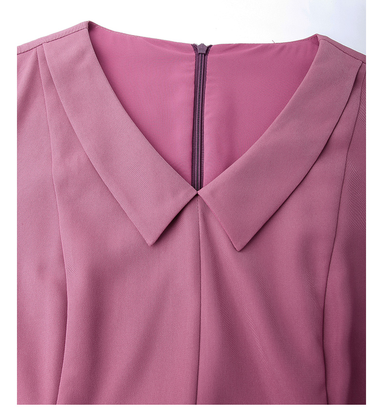 轻奢品牌名媛气质2021春装新款气质优雅修身显瘦玫红紫中长款七分袖