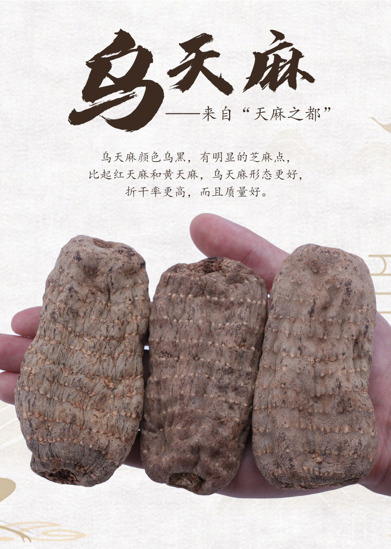 天麻云南昭通干货小草坝乌天麻天然中药新鲜非野生特级纯500g片粉5个