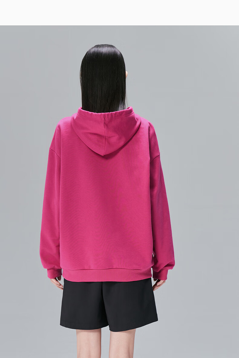 初语火龙果色卫衣女2022年春季新款银河少女印花连帽抽绳毛圈上衣灯下