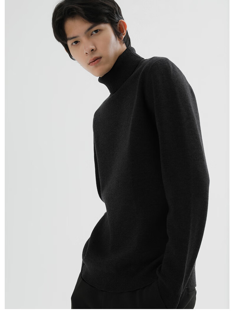 MARKLESS Men's Autumn Winter Warm High Neck Knit Sweater Casual Pullover Base Shirt 1713 Brown Leaf XXL 12