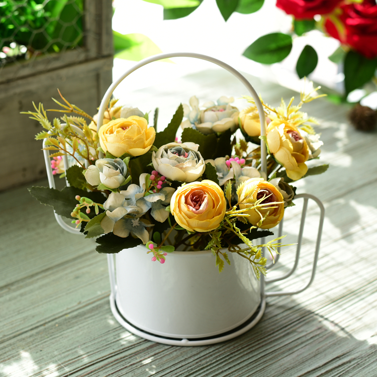 小清新仿真花假花玫瑰花束客厅家居摆设装饰插花摆件 ins北欧风格 乳