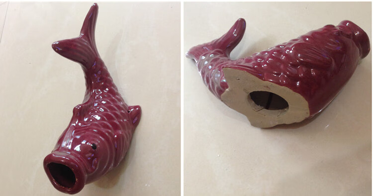 屋顶出水鱼嘴房顶陶瓷金鱼水管排水口装饰滴水龙头外墙锦鲤鱼金鱼