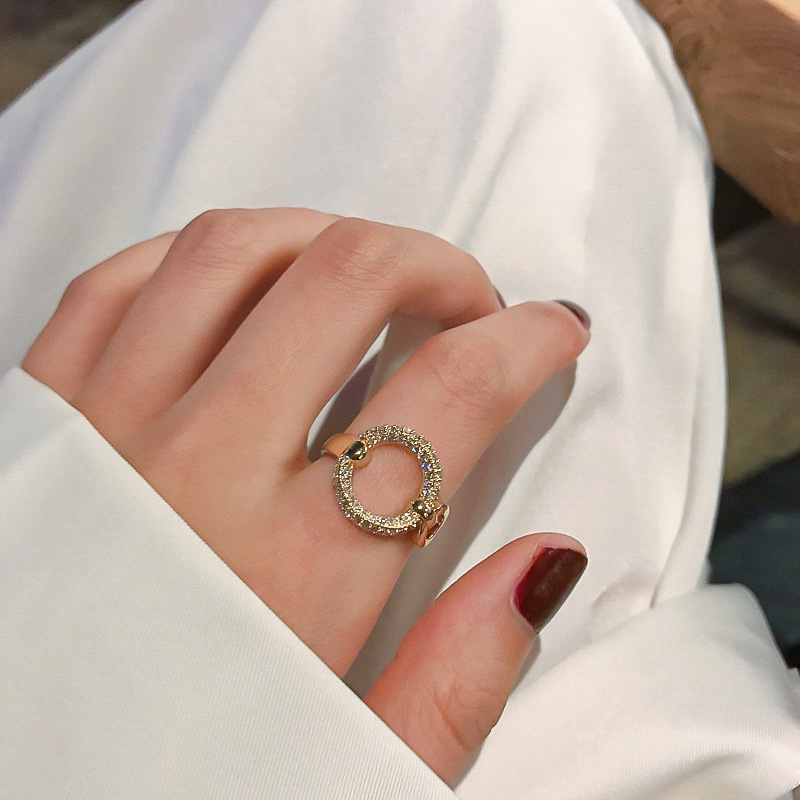 真金保色电镀圆圈开口戒韩国简约冷淡风戒指时尚个性ins食指指环 开口