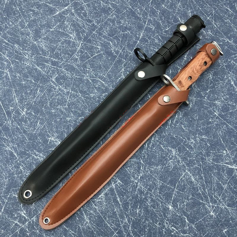 三菱刀刺鞘56式军棱刺牛皮鞘五六式鞘适用于军刀户外定制ak直刃r31