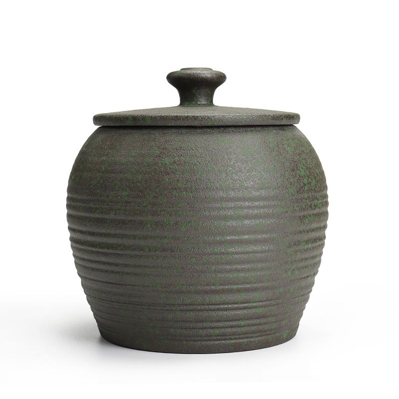 丰众日式粗陶茶叶罐陶瓷大号储存茶罐密封罐醒锡纸茶罐小青柑包装盒天