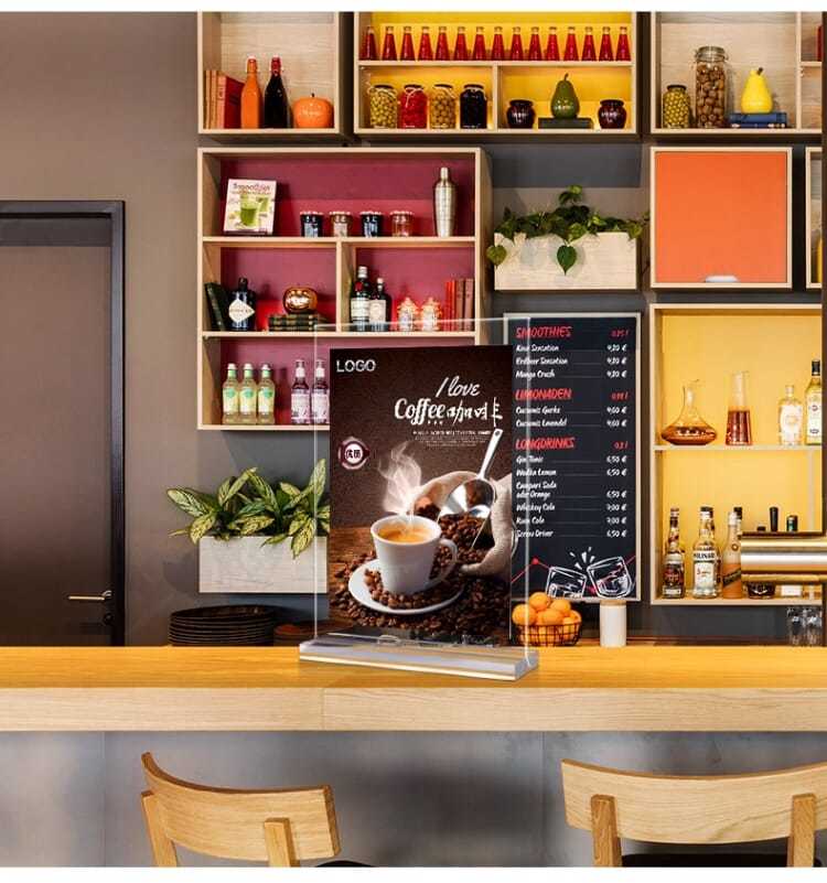 亚格力展示牌奶茶店点单吧台立式展示架亚克力立牌摆台a4纸台卡a5温妤