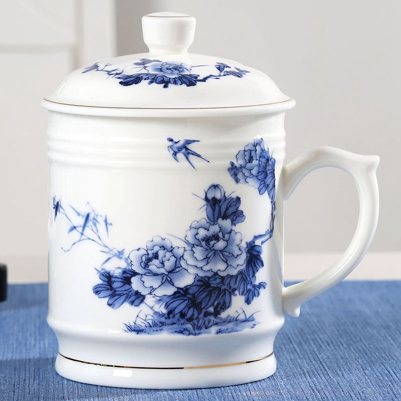 富丽元茶杯陶瓷大号1000ml大茶杯子景德镇水杯个人杯老板杯瓷杯家用大